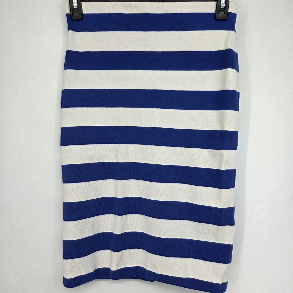 Lauren Ralph Lauren Striped Skirt SP Combed Cotton-Blend Skirt Blue White